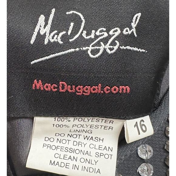 Mac Duggal 93590A Gray Sequin Beaded Long Sleeve Cocktail Dress Size 16 NWT - Picture 9 of 11